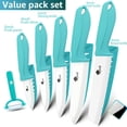thumbnail image 4 of Myvit Ceramic Knives Set for Kitchen,5Pcs Paring Knifes with Cover, 6" Serrated,6",5",4",3" in Blue,a Peeler, 4 of 6