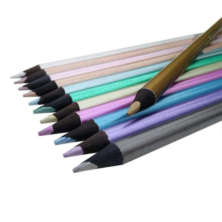12Pcs Colored Pencils, Professional Coloring Pencil Metallic or