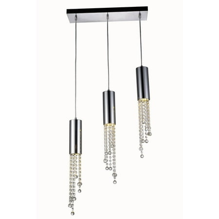 - Elegant Lighting Niagara 3 Light Rectangle Chrome Pendant