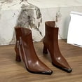 thumbnail image 7 of Brown Female Metal Pointed French Slim Heel Hollow Short Boots Leisure Shoes With High Heel And Stylish Details, 7 of 7