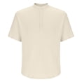 thumbnail image 5 of Mens Summer Tops, Short Sleeve Shirts for Men Casual Vintage Solid Color Button Up Notch Neck T-Shirts S-3XL, 5 of 5