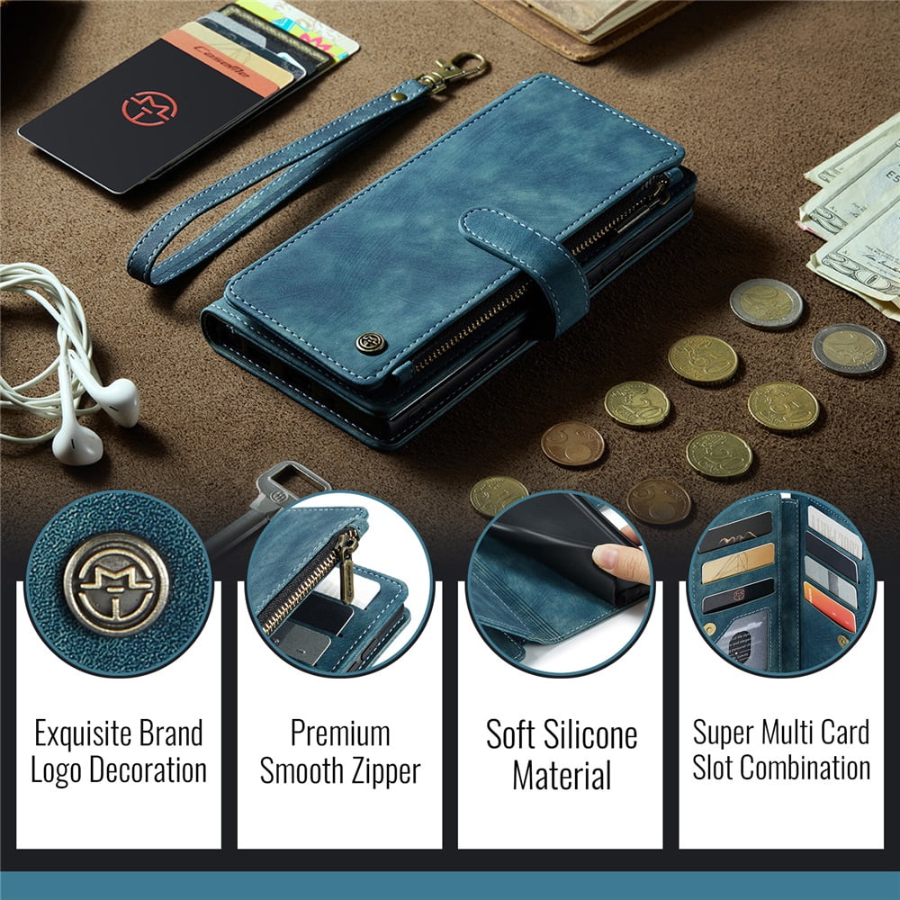 CaseMe Case for Samsung Galaxy S26 Ultra 5G Wallet Case for Women Men, Fashion Durable PU Leather Magnetic Flip Lanyard Strap Wristlet Zipper Card Holder Wallet Phone Case for Galaxy S26 Ultra 6.9"