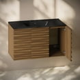 thumbnail image 5 of Cascade 36" Wall-Mounted Bathroom Vanity in Brown Oak with Black 3-Hole Widespread Sink Top, 5 of 6