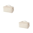 thumbnail image 1 of Ounissouiy Bolsa de almacenamiento de cosméticos Bolsa de artículos de tocador de cuero de PU Bolsillo de maquillaje portátil Blanco 2Conjunto, 1 of 6