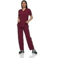 thumbnail image 3 of V Neck Unisex Scrub Set, Top and Pants Lightweight Stretch Fabric for Home Attendant and Nurse Uniform, 3 of 7