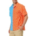 thumbnail image 4 of MODA NOVA Big & Tall Men's Summer Polka Dots Patchwork Hawaiian Shirt Blue Orange XL, 4 of 6