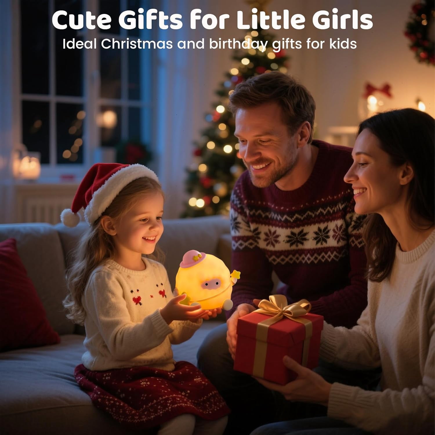 Kid Night Light, Baby Lamb Sheep Nursery Night Light, 3 Levels & 7 Colors Touch Lamp with Timer, Rechargeable Squishy Silicone Nightlight, Cute Gifts for Girls Women
