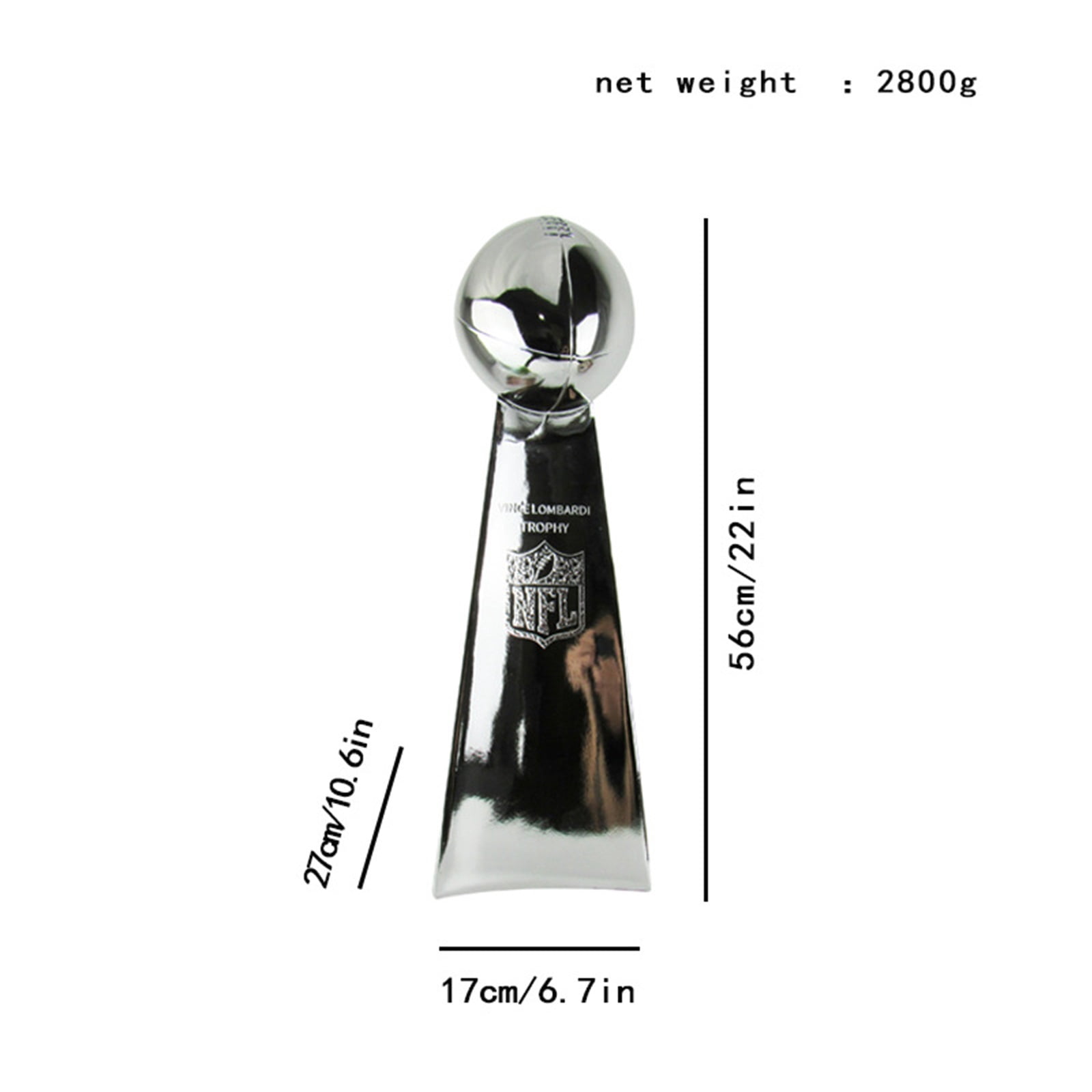 56cm Silver Football Chrome Resin Crafts Gifts for Sports Fan Trophy Shiny Sports Award Decoration for Champions,Silver,Super Football