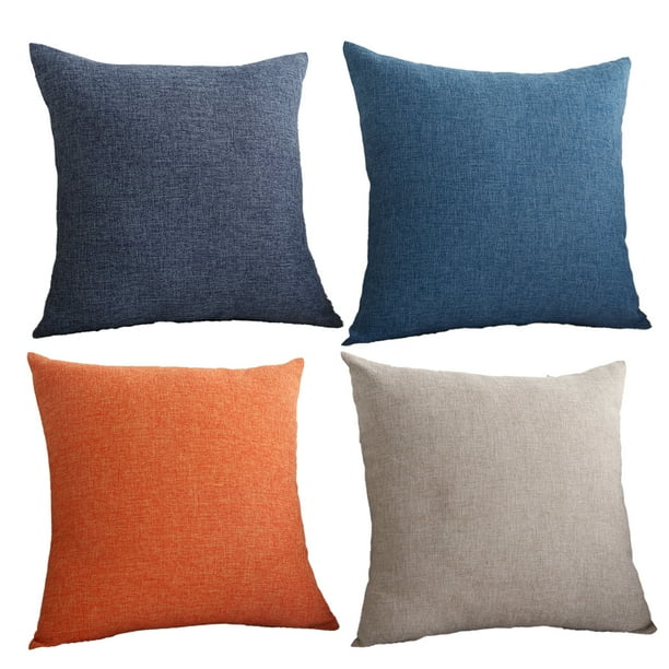 4 Uds. Funda de almohada de lino de color sólido para respaldo de sala de estar