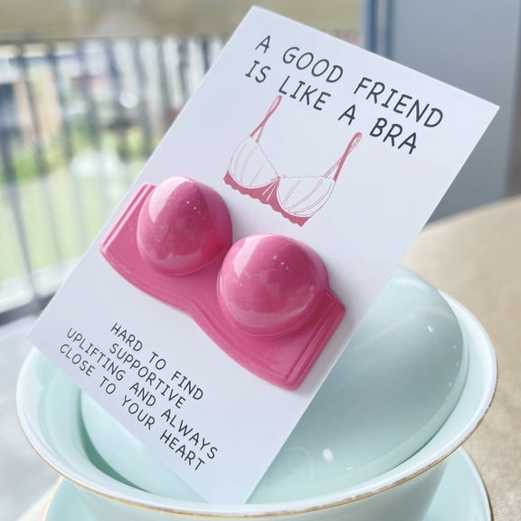 Fuchsia Fun Bestie Brooch Creative Bra-Shaped Pin Funny and Cute Gift for Friends, Friendship Decor Accessory