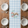 thumbnail image 6 of Blue Easter Table Runner - 60 Inch Long, Kitchen Dining Table Runner Dresser Scarves, Bunny Eggs Spring Floral Stripes Farmhouse Farmhouse Decor for Coffee Tables Wedding Party Banquet, 6 of 8