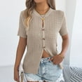 thumbnail image 4 of Vmvidoty Women's Short Sleeve Cropped Cardigan Sweaters Open Front Short Shrugs for Women Khaki L, 4 of 8