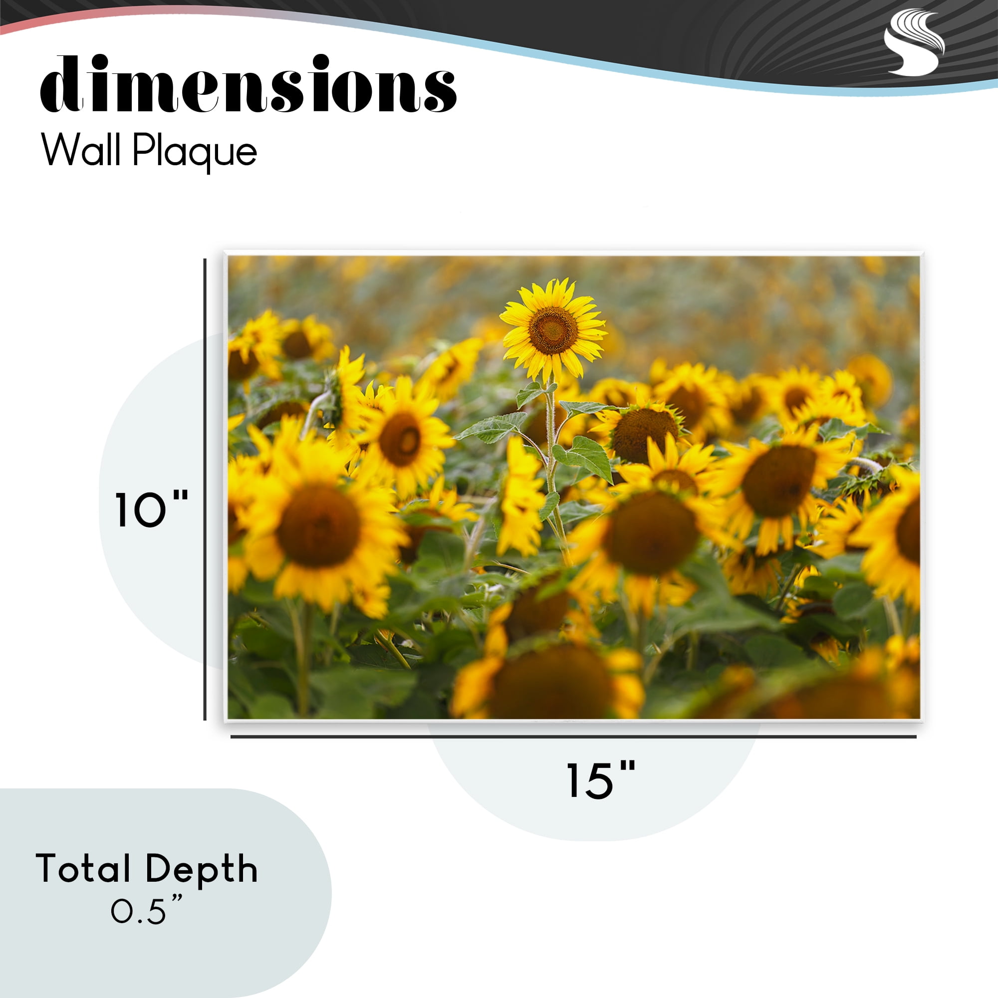 Central Sunflower in Meadow Wall Plaque Art, design by Andy Crawford