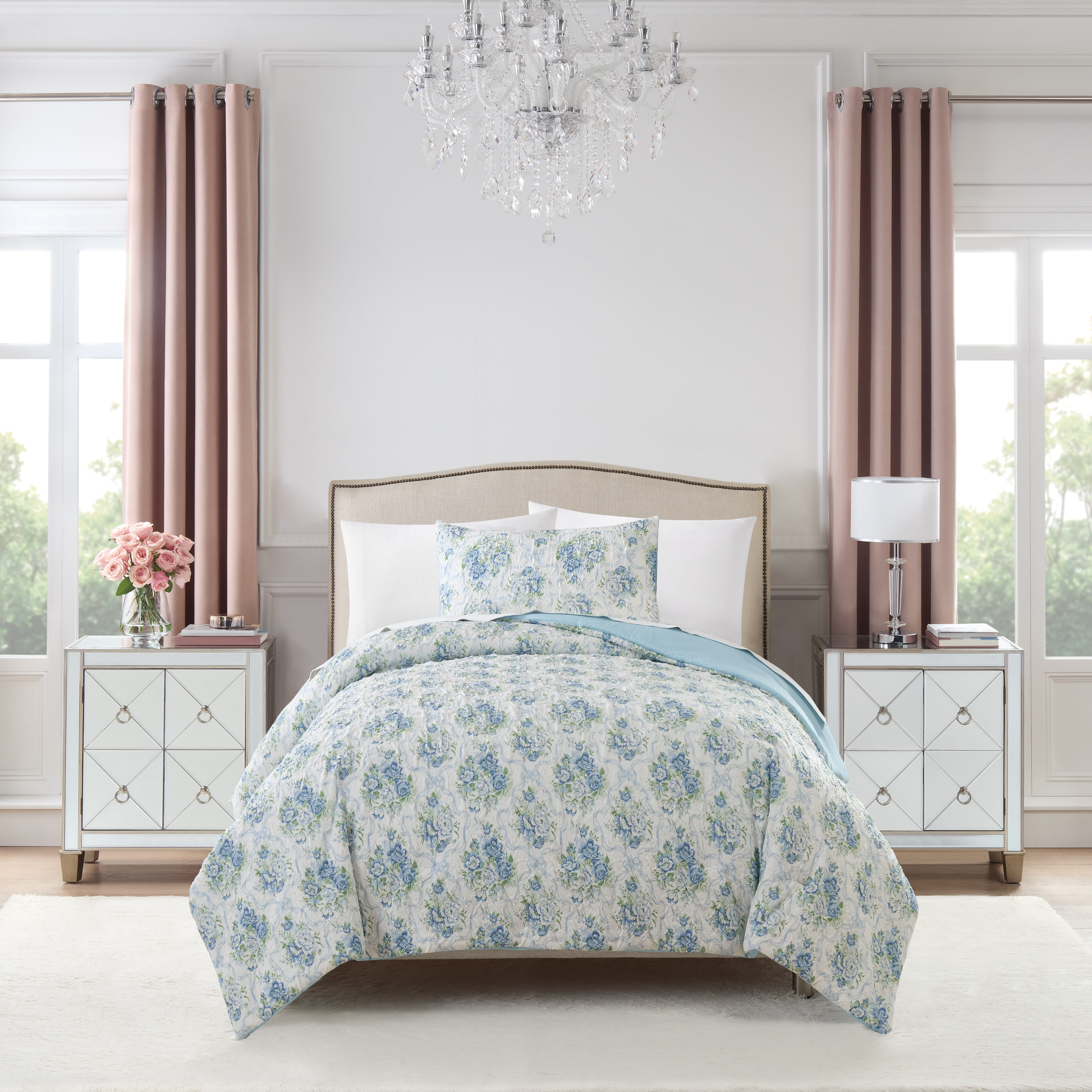 Paris Hilton 2-Piece Coquette Floral Blue Comforter Set, Twin/Twin XL