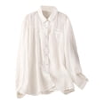 thumbnail image 1 of Timegard Womens Shirts Button down Lapel Neck Embroidery Tops Lightweight Work Casual Loose Blouse, 1 of 8