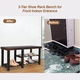 thumbnail image 4 of Fionafurn 33.5" Solid Wood Shoe Bench 3-Tier Shoe Storage Rack Organizer for Entryway Hallway Closet Living Room Bathroom, Walnut, 4 of 8