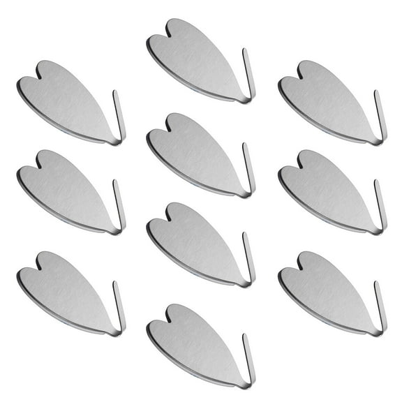 COSMOBETTY 10Pcs Silver Self Adhesive Metal Hooks for Bathroom Towels and