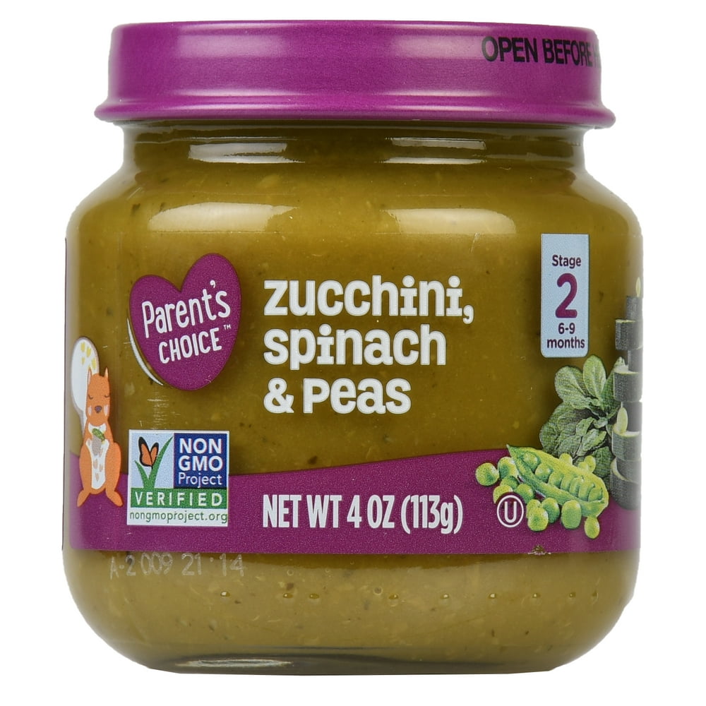 Parent�s Choice Baby Food, Zucchini, Spinach &amp; Peas, Stage
