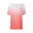 thumbnail image 5 of Women's Casual Gradient Short-Sleeved V-Neck Blouse Top for Summer, Soft Lightweight Shirt, Fashionable Loose Fit Tunic for Everyday Wear, Perfect for Beach, Travel, and Outdoor Activities, 5 of 5
