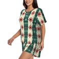 thumbnail image 2 of Daiia Christmas Snowflakes Plaid Pattern Womens Pajama Sets Short Sleeve Pajamas for Women Sets Soft Lounge Sets Casual Round Neck Sleepwear PJS-X-Large, 2 of 7