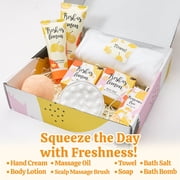 Green Canyon Spa Gift Baskets for Mom, Lemon Bath & Body Gift Sets for Women, 8 Pcs Birthday Gift Box for Women
