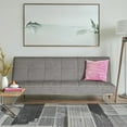 thumbnail image 5 of EBQOSK Sofa Bed with Armrest Two Holders Wood Frame, Stainless Leg, Futon PVC Gray 2, 5 of 7
