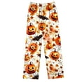 thumbnail image 7 of Feancey Halloween Lounge Set for Women Long Sleeve Button Down Sleepwear Holiday Novelty Print Pajamas Wide Leg Pants Loungewear Sets Multicolor L, 7 of 7