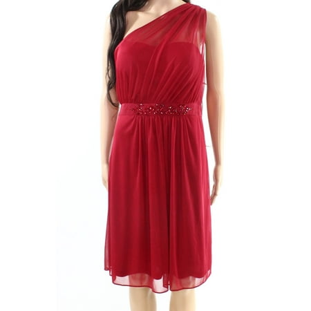 Adrianna Papell NEW Red Womens Size 10 Chiffon Embellished Sheath Dress