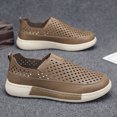 thumbnail image 5 of Men's Perforated Leather Slip-On Loafers, Breathable Casual Shoes with Thick Non-Slip Sole, Comfortable Footwear for Summer, Office, and Everyday Wear, 5 of 10
