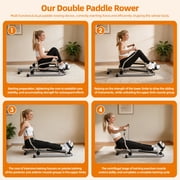 Home Rowing Machine,Hydraulic Rower with LCD Monitor,Adjustable Resistance up to 110LBS & Large Cushioned Seat