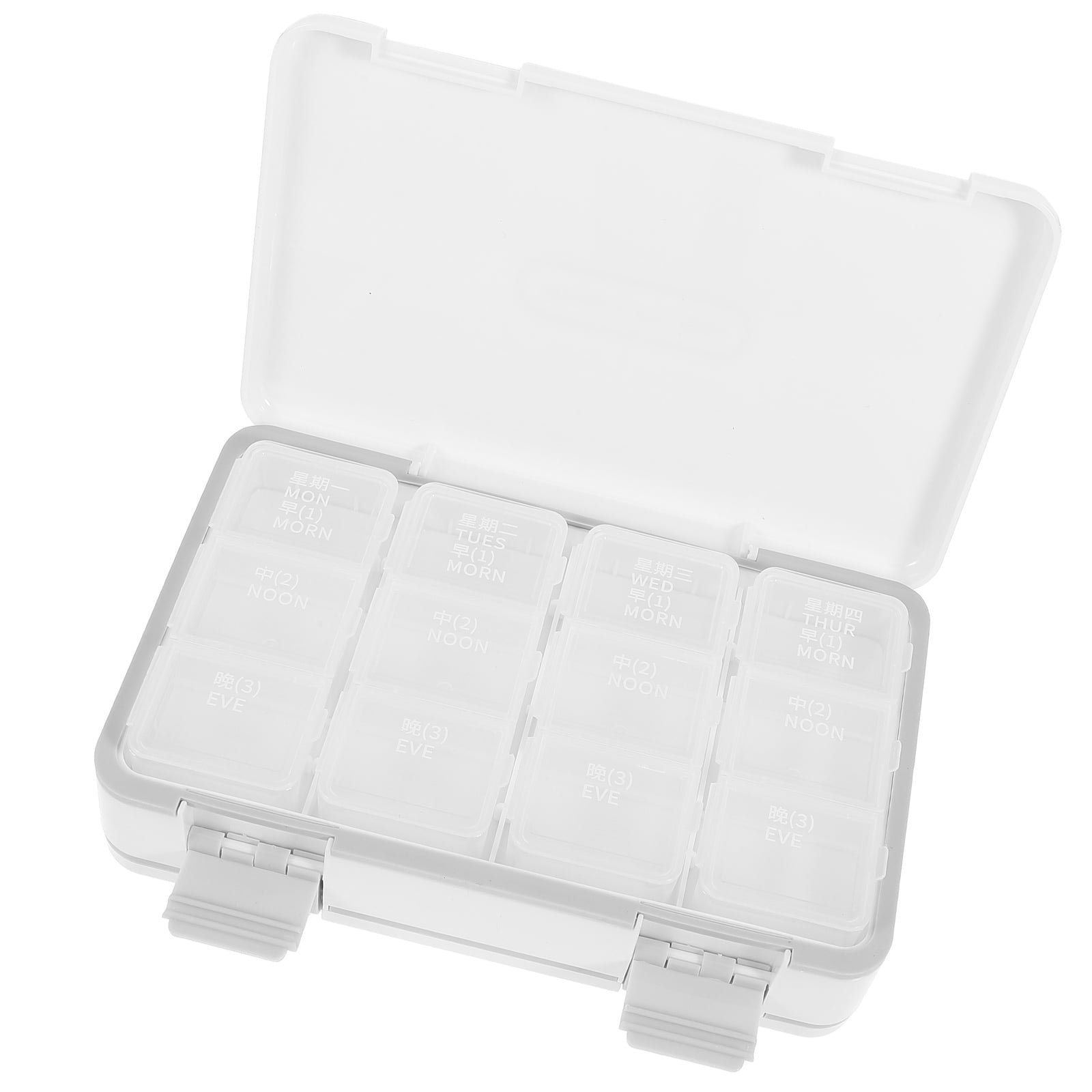 WRITWAA 1Set White Rectangular Abs Travel Pills Organizer Weekly Pill Organizer Travel 6.88X4.13X1.77in