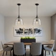 thumbnail image 6 of KAISITE Modern Black Metal Pendant Light Transparent Glass Dome Ripple Lampshade Pendant Lamp Kitchen Island Lighting Dining Room, 6 of 8