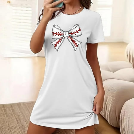 Women s Nightgown Round-neck Chemise Sleepwear Lace Nightwear Soft Lingerie for Women  4- White  X-Large