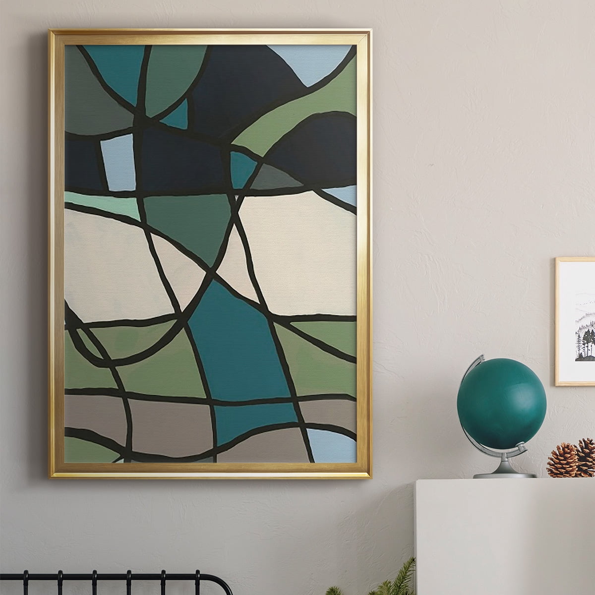 Multicolor Stained Glass I Premium Framed Print, in Gold, Black, or Silver - Ready to Hang