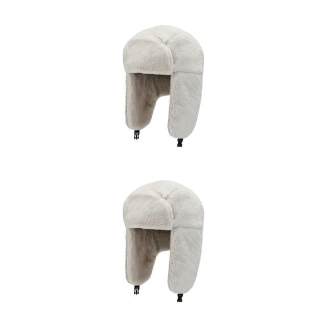 Thinsony Polyester Hat Comfortable And Wide Coverage Must-Have For Daily Wear Exquisite Craft Earflap Caps white 2Set
