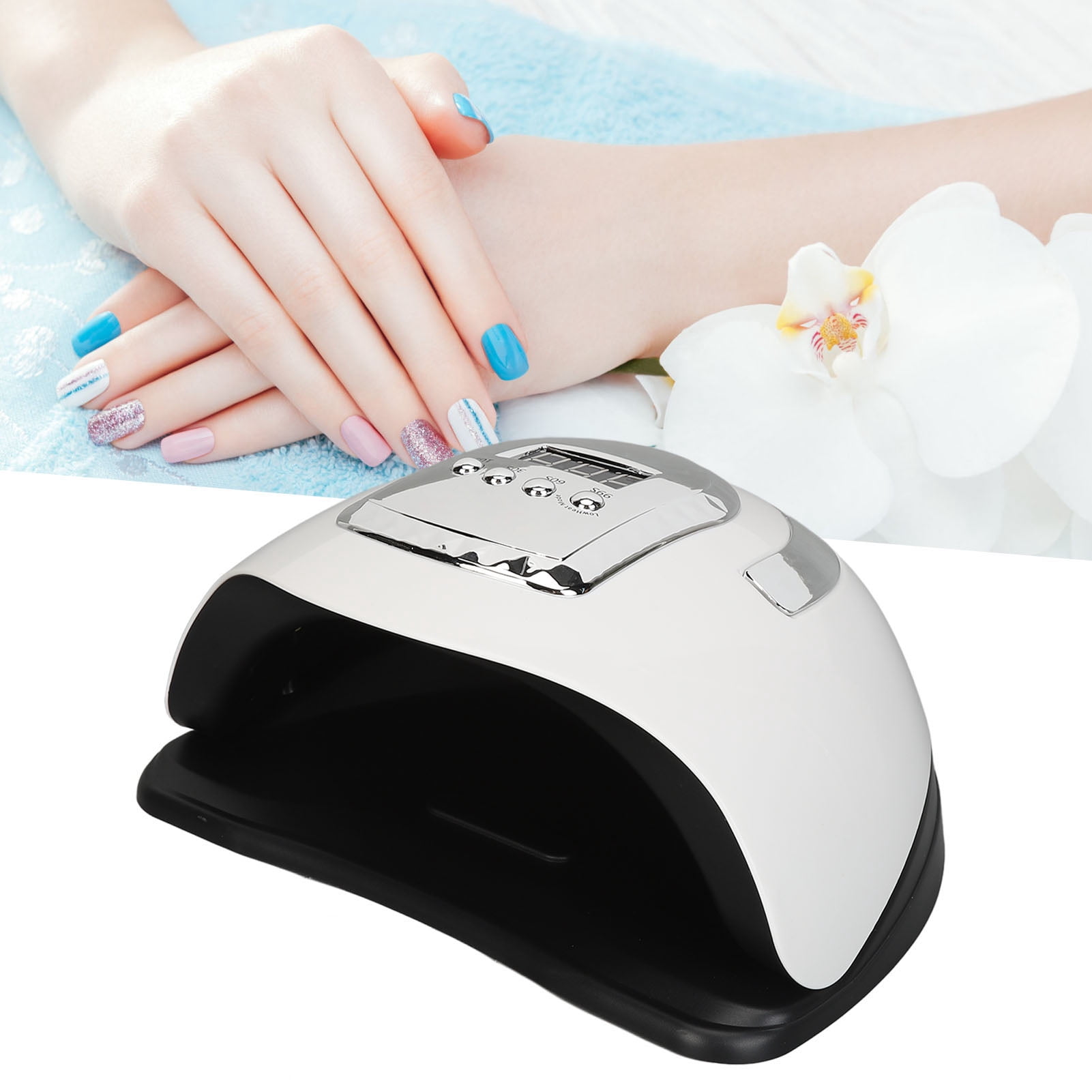 YAHHU UV LED Nail Lamp Fast Curing Gel Polish Dryer 66pcs Lamp Chips High Power Curing Light Nail Art Drying Tools for Salon Professional Use 100-240V EU Plug White (9.06 inches / 23 cm)