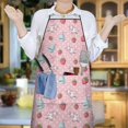thumbnail image 6 of Pink Cow Milk Strawberry Pattern Apron-Garden Aprons for Women with Pockets-Cotton Linen Waterproof Kitchen Cooking Gardening Aprons Adjustable for Kitchen,Cooking,BBQ and Salon 33x27 Inch, 6 of 7