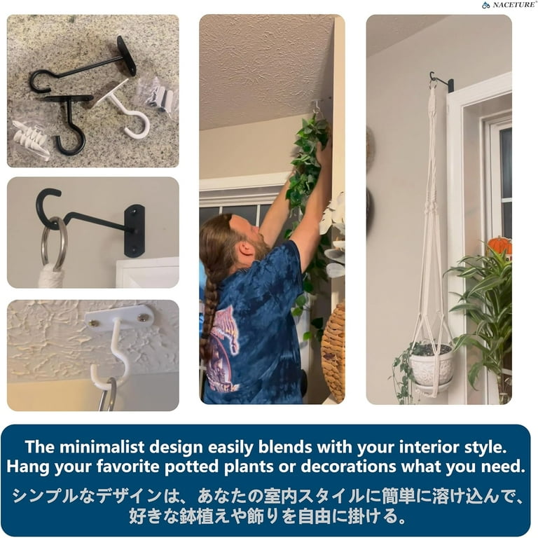 Ceiling Hooks for Hanging Plants - Square Wall Mount Plant Hanger Indoor  Hanging Hooks Metal Plant Bracket Iron Lanterns Hangers for Wind Chimes, ...