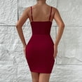 thumbnail image 6 of Women's Sweetheart Neck Mini Tight Dresses Bustier Spaghetti Strap Solid Color Slim Fitted Short Club Night Out Dress, 6 of 6
