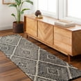 thumbnail image 6 of Hauteloom Dimbulah Boho Diamond Hand Tufted Wool Natural Fiber Soft Large Area Rug - Traditional Trellis Carpet for Living Room, Bedroom, Dining Room - Black and White - 8' x 10' (8x10 Area Rug), 6 of 8