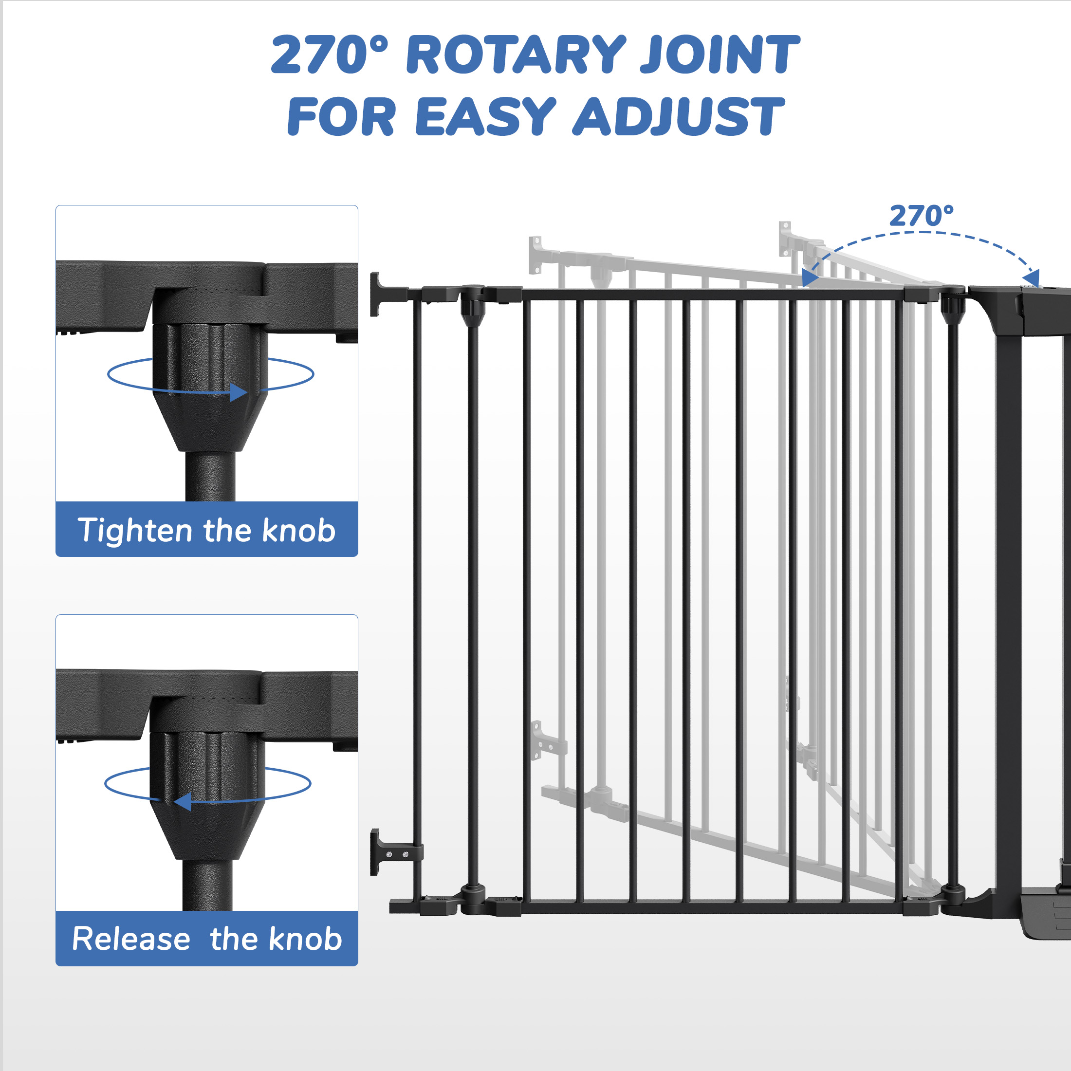 Vomeast Extra Wide Baby Safety Gate, 34.6-84.2 in, Black photo 6