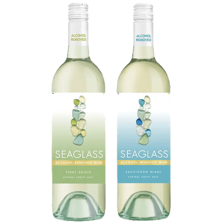 Seaglass Alcohol-Removed Pinot Grigio & Sauvignon Blanc – Refreshing Non-Alcoholic White Wines – 750ml Bottles - 2 Pack