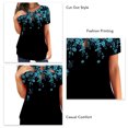 thumbnail image 2 of Camisa de manga corta de verano para mujer, camiseta con cuello redondo estampada recortada, Top informal de manga corta para mujer, azul L, 2 of 3