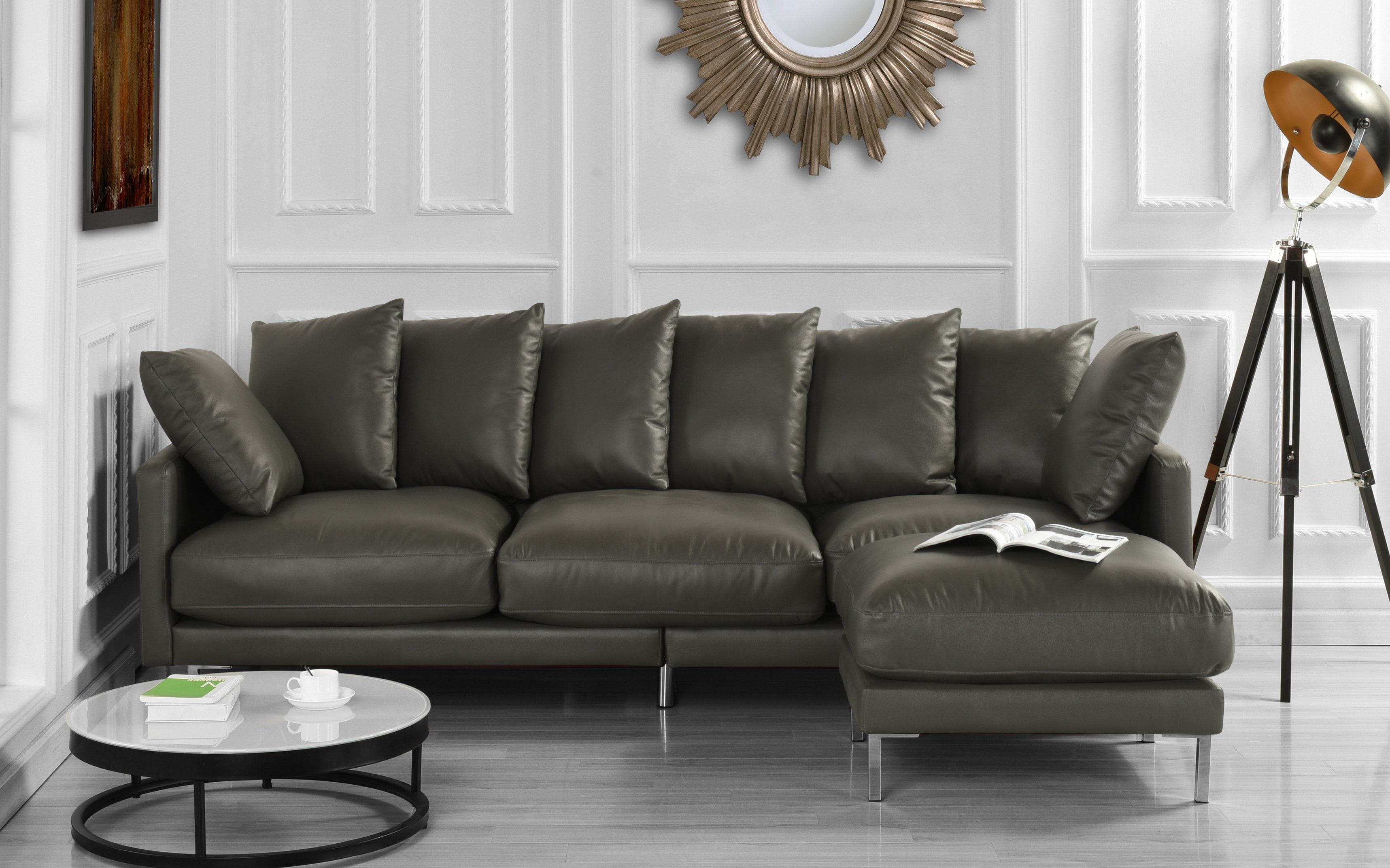 Upholstered Leather Match Sectional Sofa Chaise Ottoman Couch Sectional Sofa Chaise Ottoman Couch