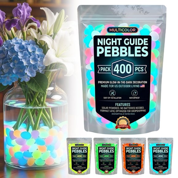 Roches Phosphorescentes, Pierres Lumineuses de Jardin pour Décoration de Allée et de Sentier, Galets en Résine Imperméables et Colorés pour Aquarium et Bac à Poissons, 400 Pcs