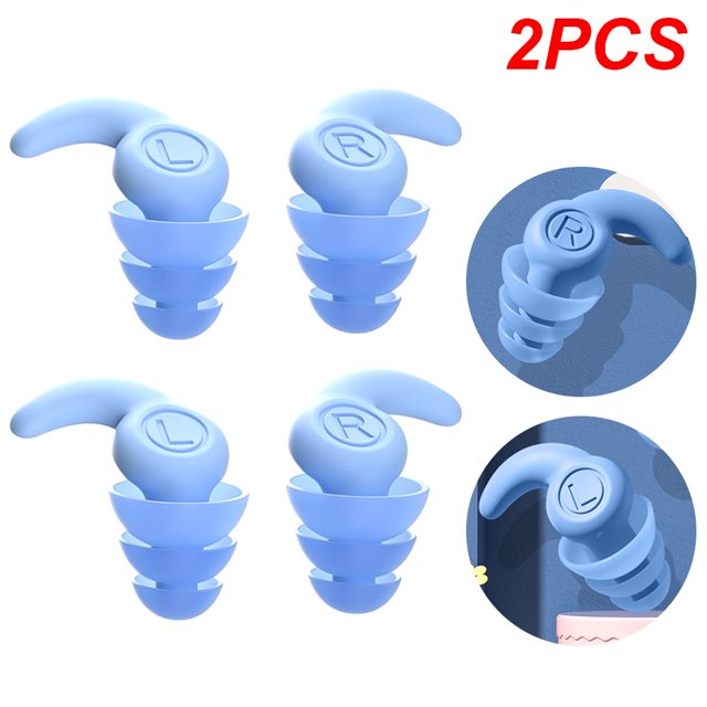 1 Par Tapones para Los Oídos Silicona Impermeables Dormir Nadar () Azul