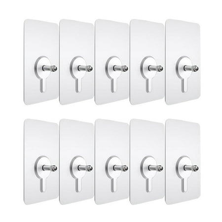 

hongheyi 10pcs Punch-free Non-marking Screw Stickers Wall Picture Hook Invisible Traceless Hardwall Drywall Picture Hanging Kit for Picture Photo Frame Hanging (5.7x5.7cm Thick Sticker Exposed 8mm)