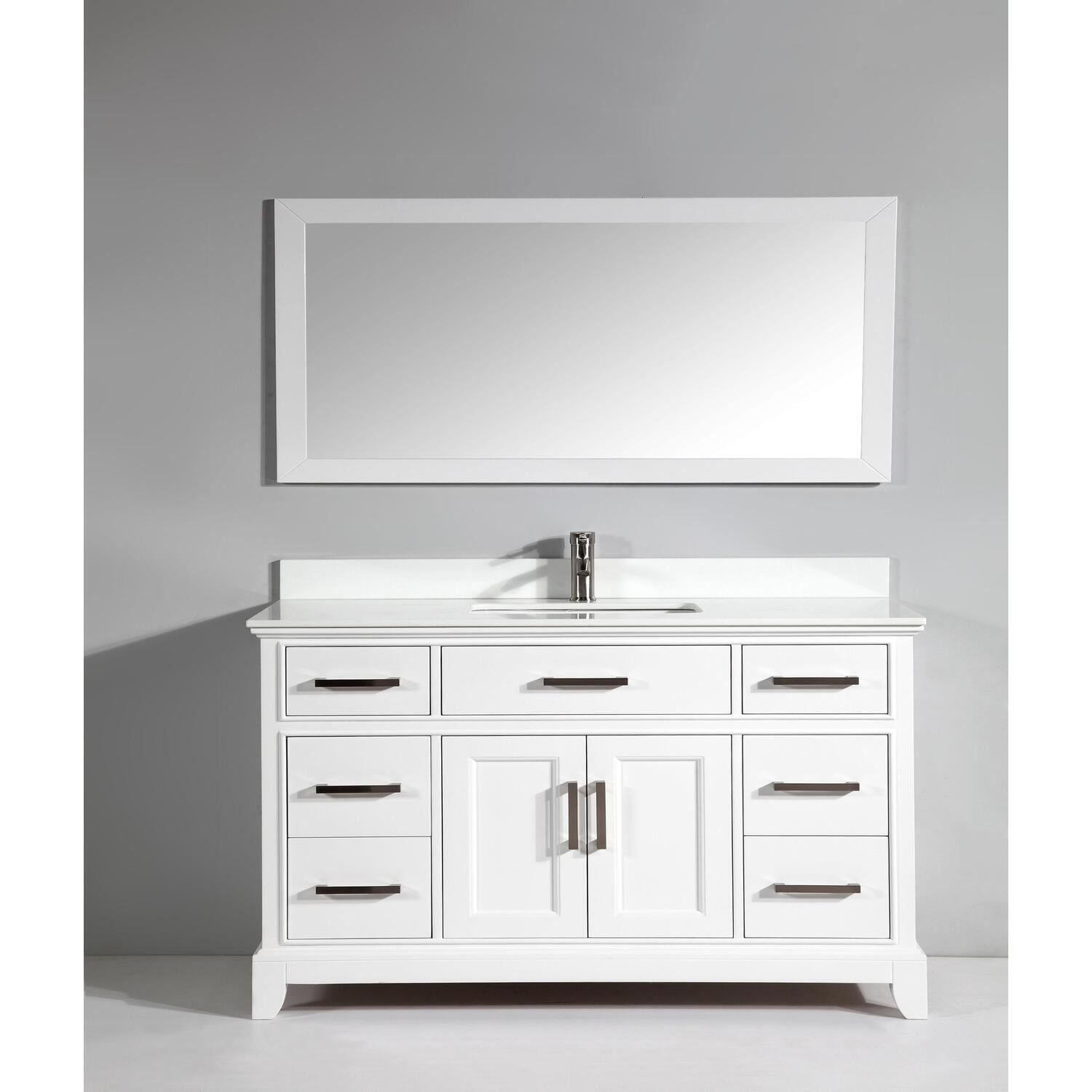 Vanity Art 60 inch single sink bathroom vanity set with super white