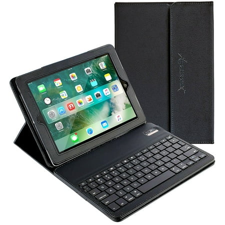 iPad Keyboard + Leather Case, Alpatronix KX100 Portable Protective Folio Bluetooth Keyboard Smart Case w/ Removable Wireless Magnetic Keyboard & Tablet Stand Compatible with iPad 4, 3 & 2 -