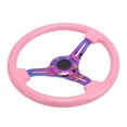 thumbnail image 1 of Car Steering Wheel, 350mm/14in Steering Wheel Universal Pink Sturdy Anti Aging  For Automobile Repacking, 1 of 8